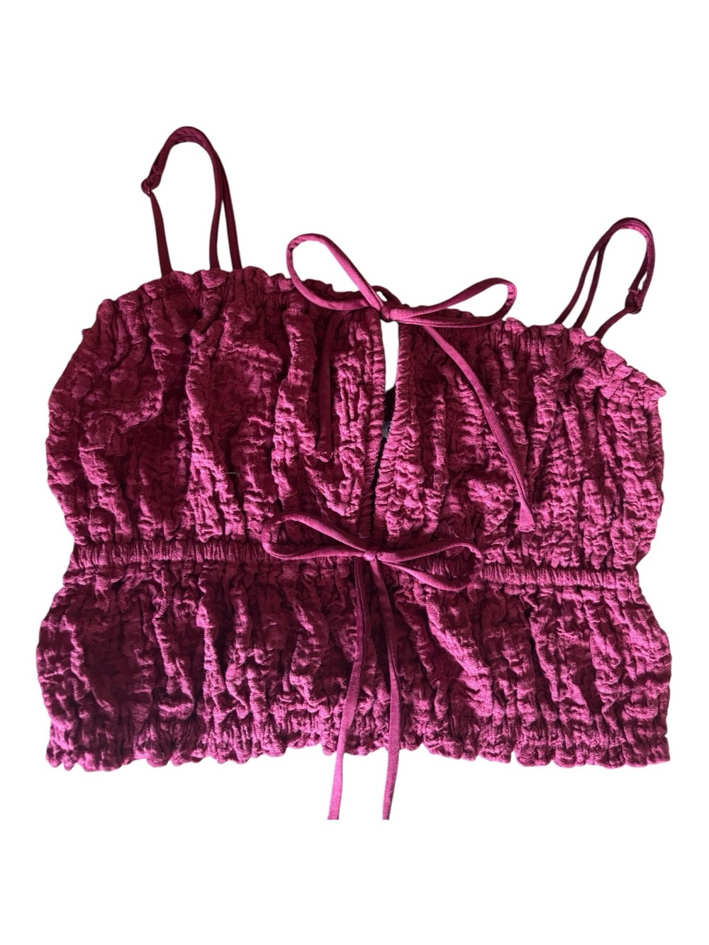 NWT Garage Crinkled Spaghetti Strap Crop Top - Magenta Sz M